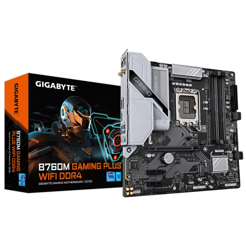 Gigabyte B760M GAMING PLUS WIFI DDR4 B760 Express Chipset Gen 12/ 13/ 14 LGA 1700 Micro ATX Mothe...