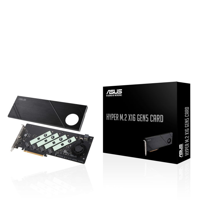 ASUS Hyper M.2 x16 Gen5 Card (PCIe 5.0/4.0) supports up to four NVMe M.2