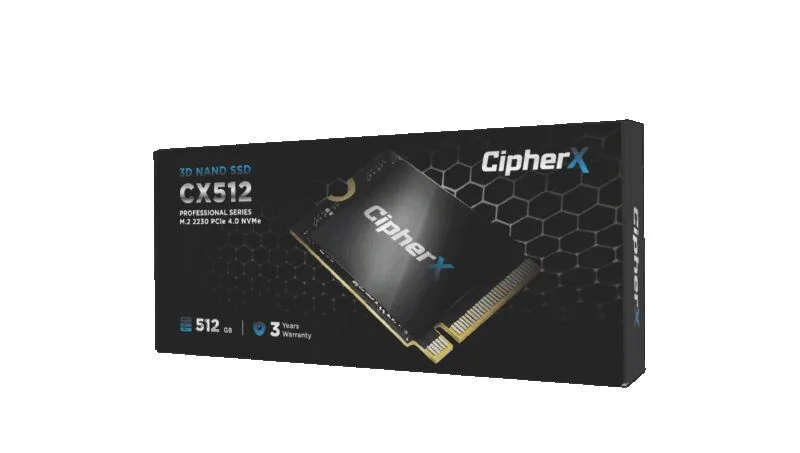 512GB CipherX Pro S Series, M.2 (2230), NVMe PCIE 4x4 (5600Mbps/4800Mb