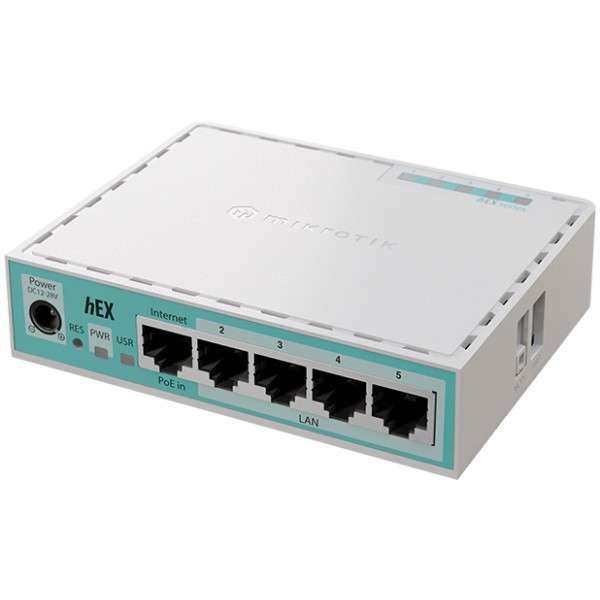 MikroTik hEX (2024 version) with Dual Core 950MHz CPU- 512MB RAM- 5 x Gigabit LAN ports- USB- Router