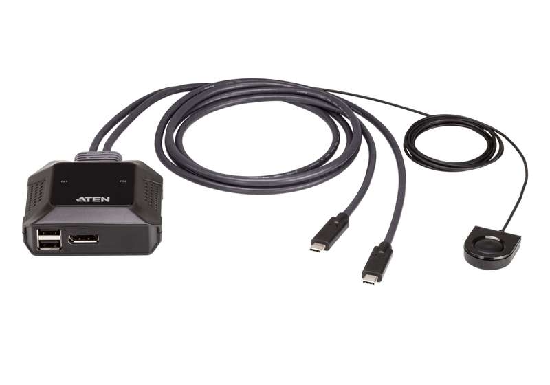 Aten 4K DisplayPort &amp; USB-C with Remote Port Selector 2-Port KVM Switch