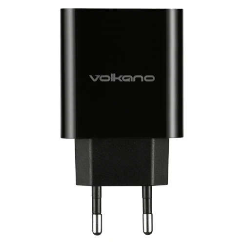 Volkano Cupla series 5V/2.4A 12W Dual USB-A &amp; USB-C wall charger - Black