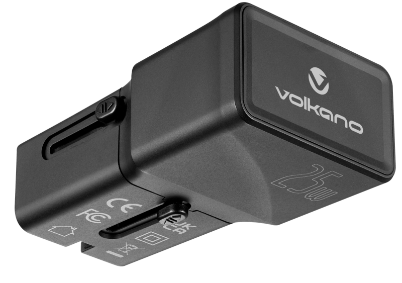 Volkano Globetrotter Series 25W Dual USB + Type-C Mini Travel Adaptor