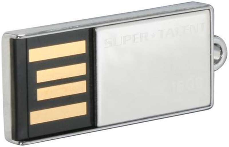 Super Talent Silver Pico-C 16GB USB2.0 Flash Drive - Silver