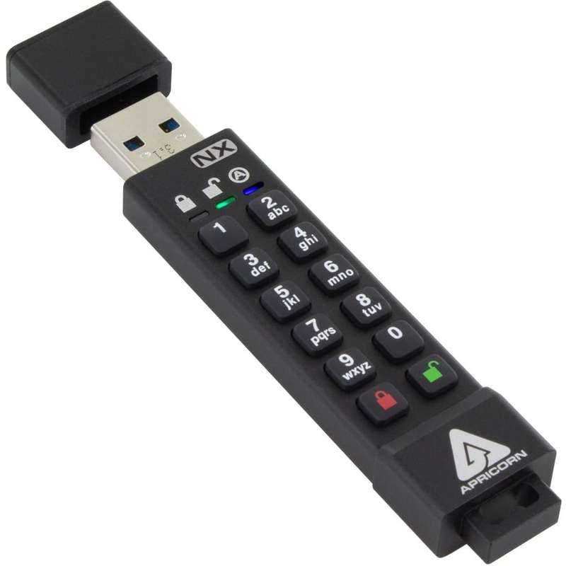 128GB Apricorn 256-bit AES XTS Hardware Encrypted Secure USB 3.0 memory