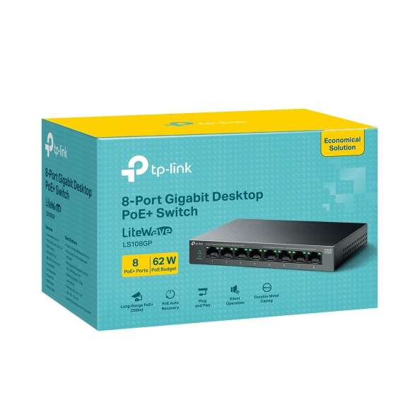 TP-Link LS108GP 8-Port PoE+ Gigabit Unmanaged Switch