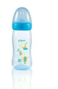 Pigeon Peristaltic Plus PP Bottle 240ml (M Hole) Blue