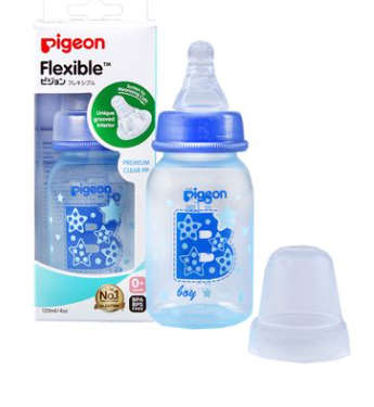 Pigeon - Blue Flexible Bottle Std Neck Circles - 120ml