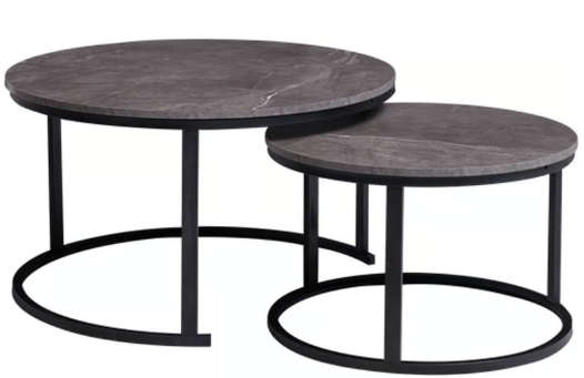 Everfurn Indus Nesting Coffee Table Marble Grey 2 - Piece