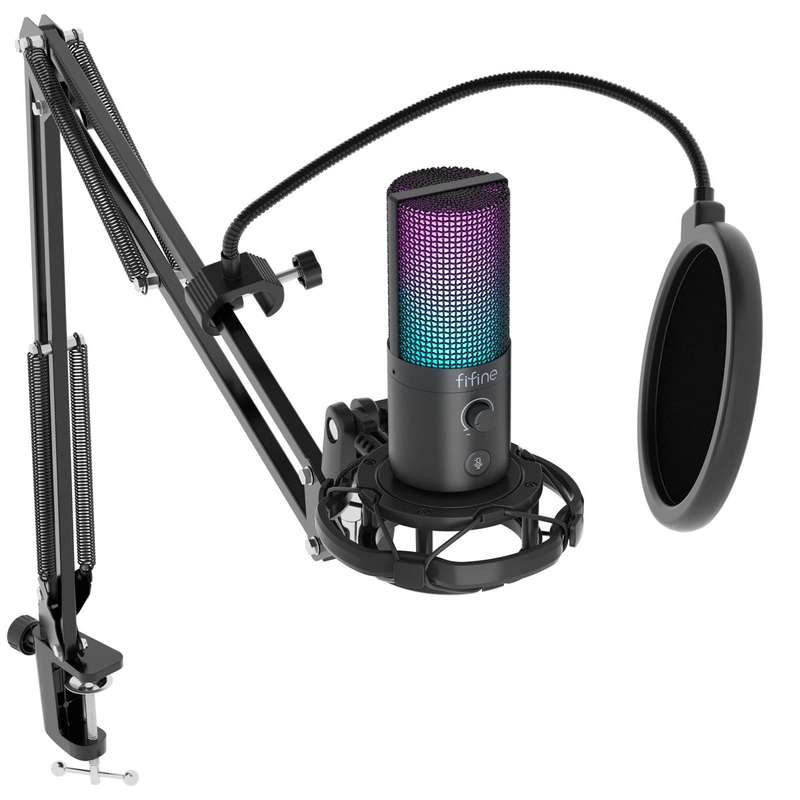 Fifine T669 Pro3 USB Microphone with Pop Filter & Boom Arm Stand