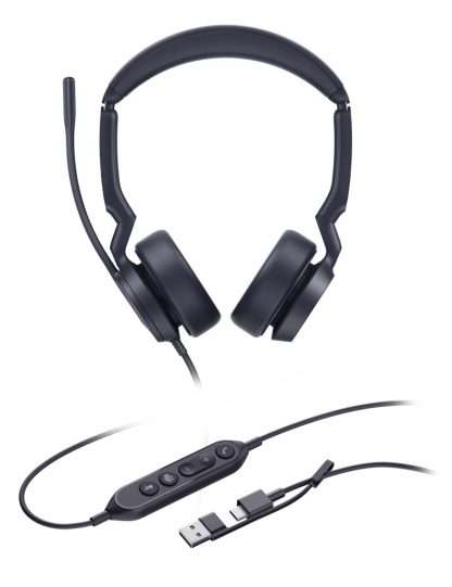 Yealink UH44 Dual USB Headset, USB-C with USB-C/A Adapter, MS Teams Certified