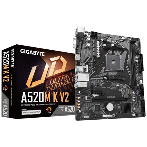 Gigabyte AMD A520 Ultra Durable Motherboard with GbE LAN with Bandwidth Management, PCIe 3.0 x4 M...