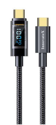 100W Type-C Cable,Fast Charging ,Data Transfer LED Display PD Charger - 2 m