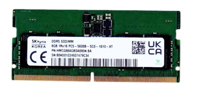 SK Hynix 8GB 5600MHz DDR5 PC5-44800 Non-ECC CL46 262-Pin SoDimm 1.1V Single Rank x16 Memory Module