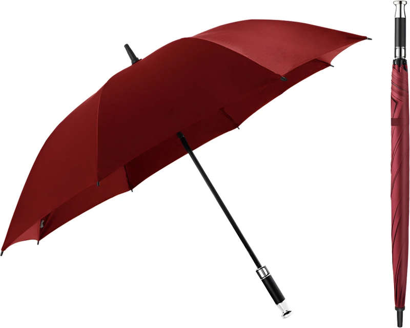 Casey Handheld Large Maroon Umbrella-16-Panel Design, Polyester Fabric