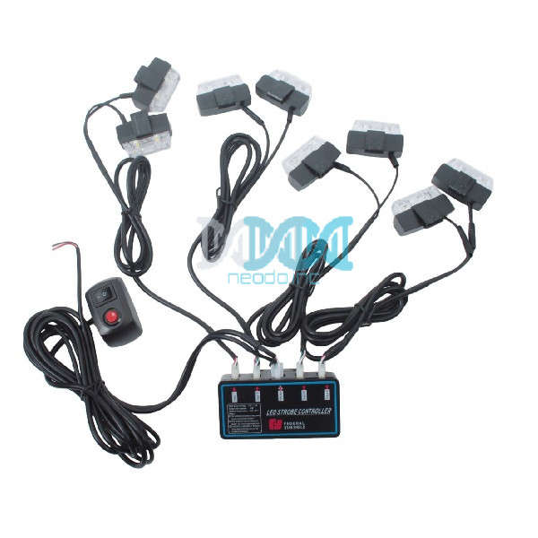 Grill Mount 12 Volt LED Strobe Warning Lamp Kit - Clear