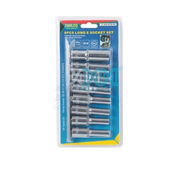8 Piece Deep E-Tork Tube Socket 3/8 Inch Drive
