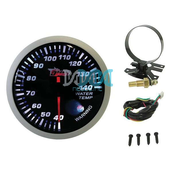 Water Temperature Gauge Electrical 60mm With Sensor Sil/Black