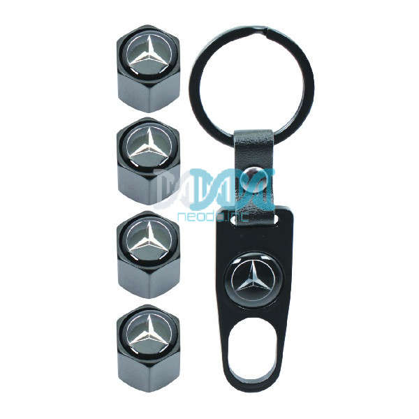 Valve Caps Set With Key Ring Mercedes
