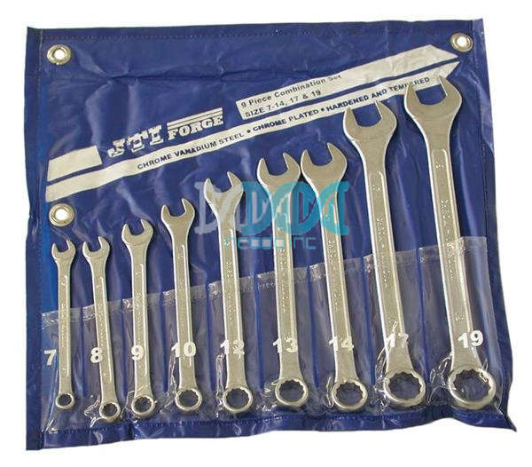 9 Piece Chrome Vanadium Combination Spanner -  7-19mm
