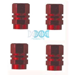 Valve Cap Set 4Pce Blister Red