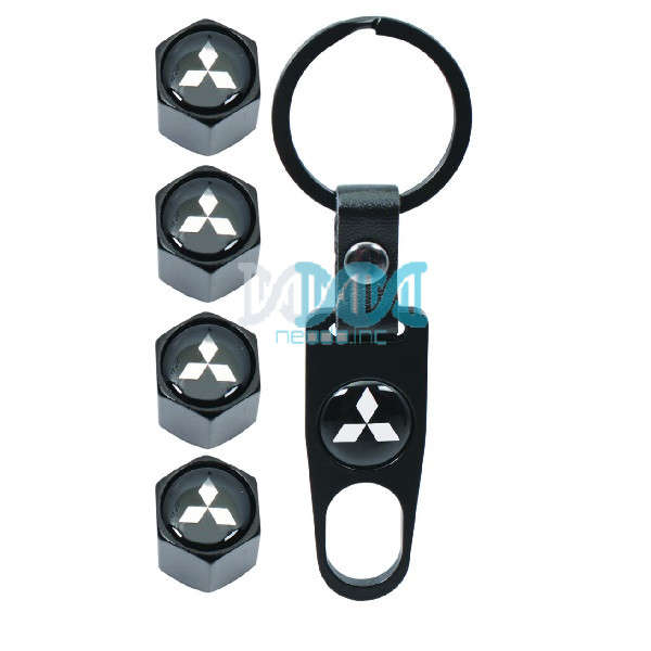Valve Caps Set With Key Ring Mitsubishi
