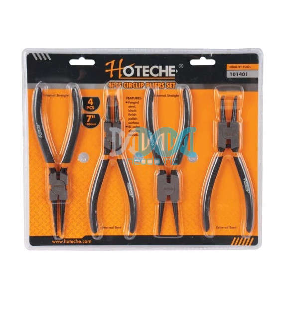 Hoteche 7 inch / 180mm 4 Piece Circlip Pliers Set