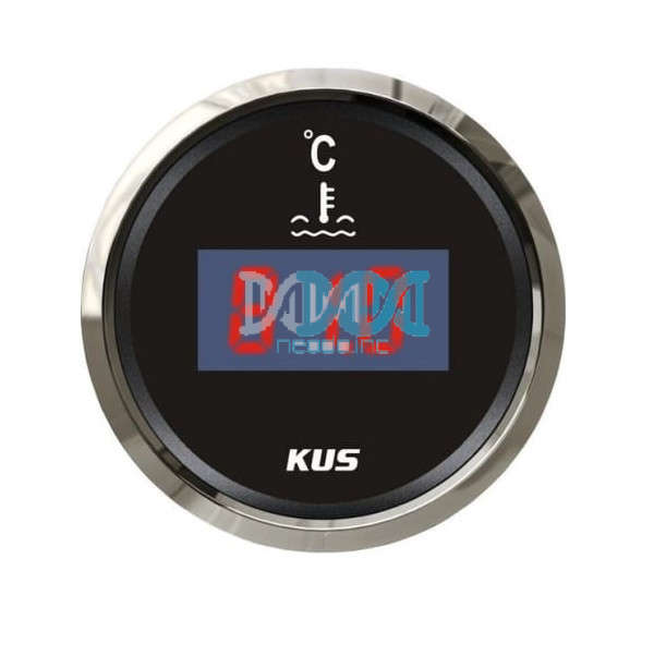 Kus Digital Water Temperature Gauge - 52mm - Black Face With Silver Bezel