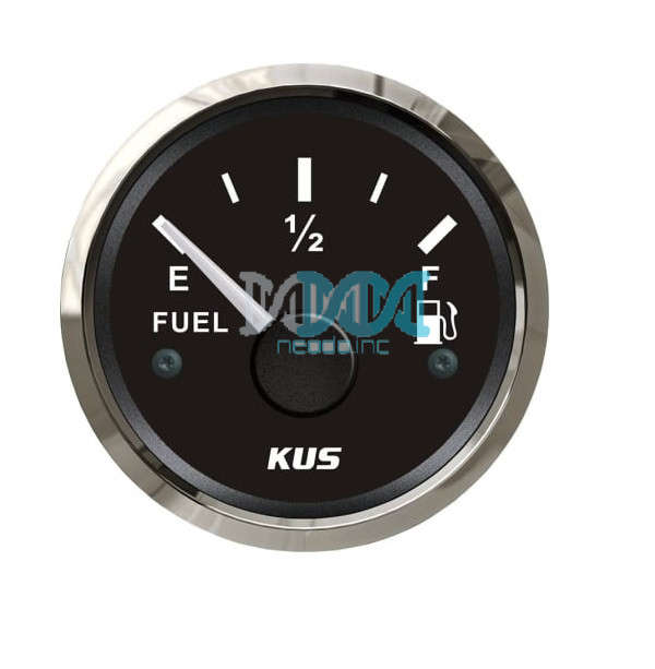 Kus Fuel Level Gauge - 52mm - Black Face With Silver Bezel