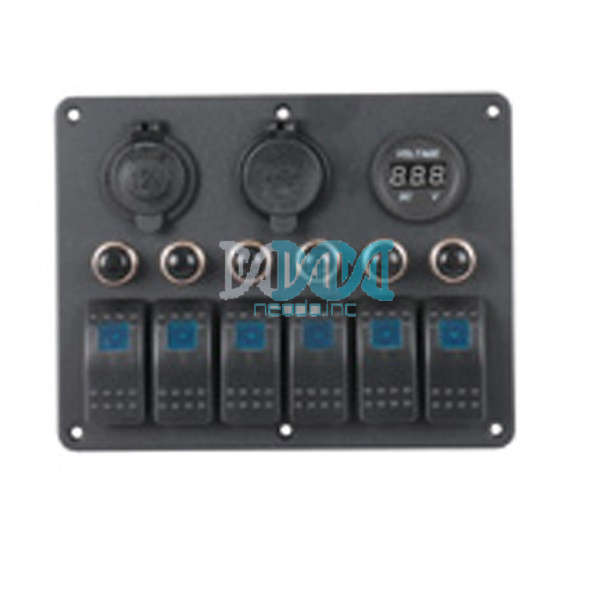 6 Switch Panel Power/Usb/Volt Meter With Circuit Breaker