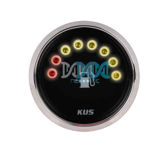 52mm LED Fuel Level Gauge Black Face With Stainless Steel Ring