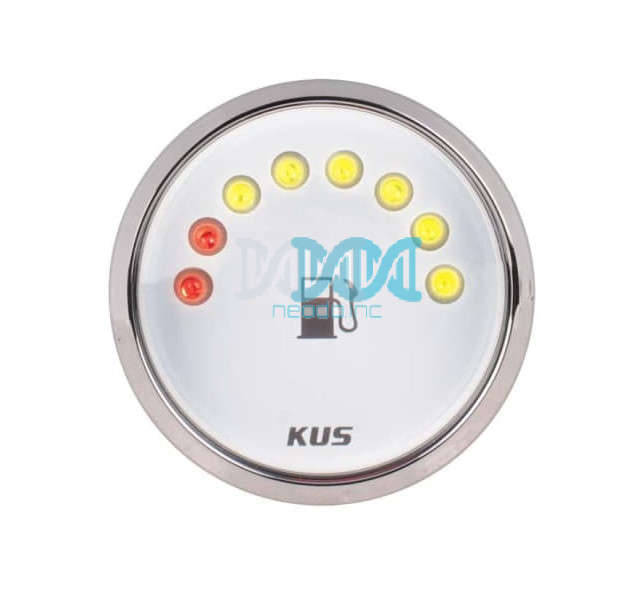 52mm LED Fuel Level Gauge White Face With Stainless Steel Ring
