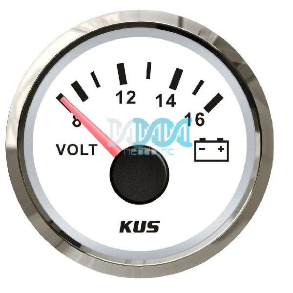 Volt Gauge 12V 52mm White Face W/
