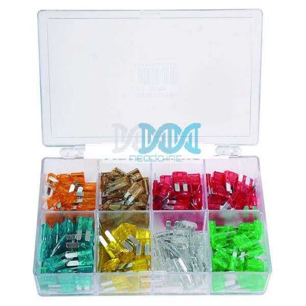 200 Pieces Assorted Mini Blade Fuse Set in plastic carry case
