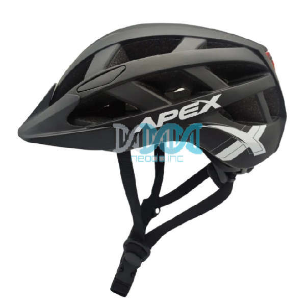 Helmet Apex Adult Matte Black Large 58-62cm With Safety Light