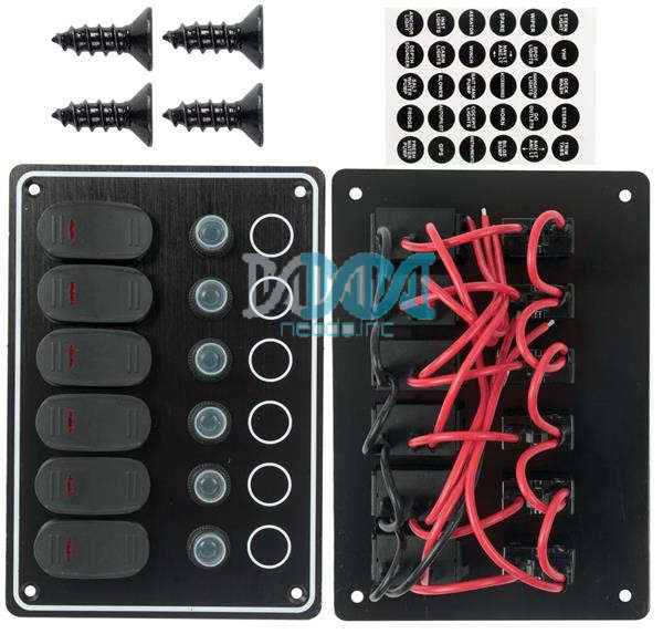 Panel Switch 6Way 12V Waterproof Ip65