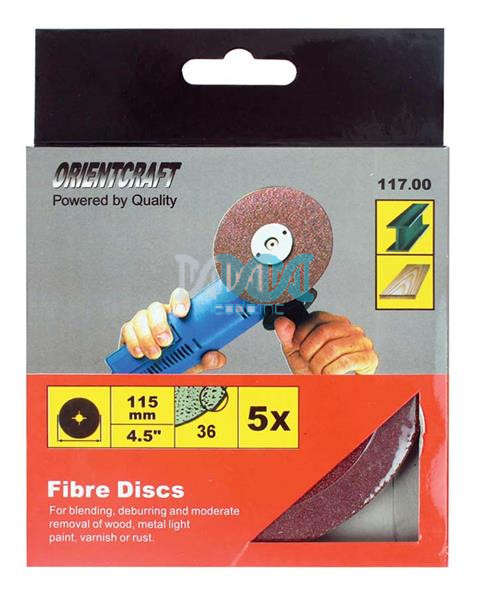 Sanding Disc 115mm Grit 36 5 Piece