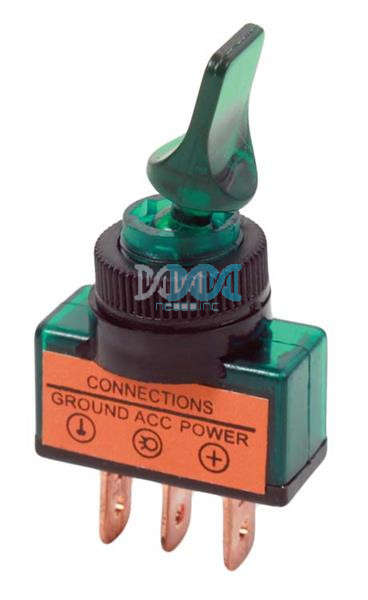 Toggle Switch Duck Bill Green With Light