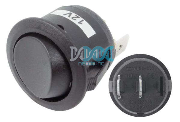 Rocker Switch Round Mini Black(Pin Type)