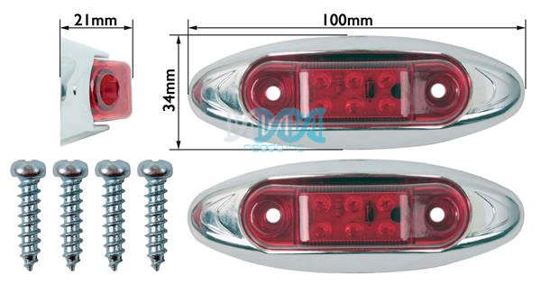 Led Marker Lamp Red 6Led 10-30V