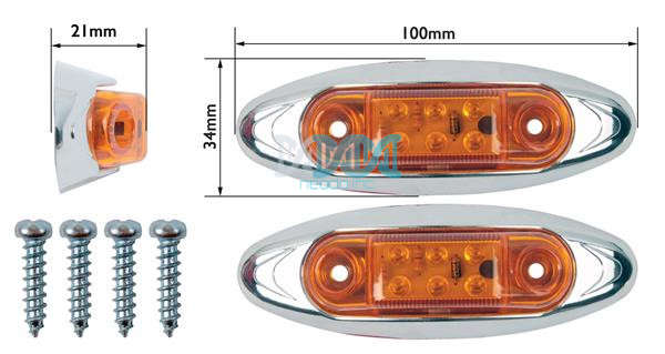 Led Marker Lamp Amber 6 Piece Led 10-30V