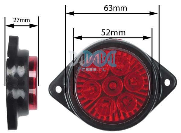 Led Marker Lamp Red 4Led 10-30V
