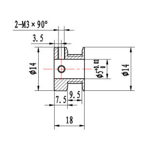 GT2 Pulley (5mm Bore / 16 Teeth / 9mm Belt)