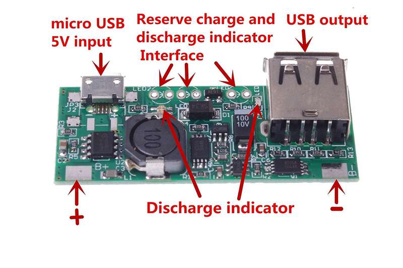 DIY 3.7V Llithium Battery Booster Module 5V / 1A Output
