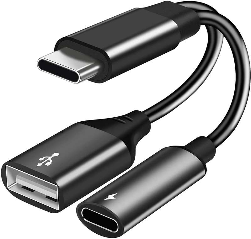 USB C to USB Adapter with Type C Charging, 2 in 1 Type C 3.0 OTG Splitter