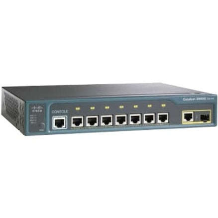 Cisco Catalyst 10/100/1000 Ethernet Switch, 7 Port Gigabit Pre-Owned - WS-C2960G-8TC-L