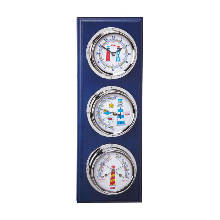 ANVI 30.0820 4-in-1 Barometer - Chrome & Blue Wood