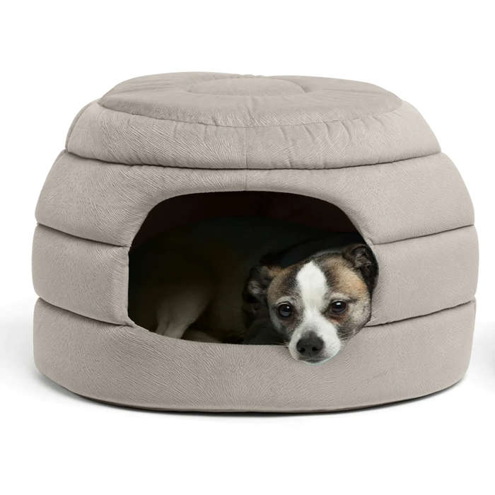 Honeycomb Ilan Hut Cuddler Dog and Cat Bed - Grey