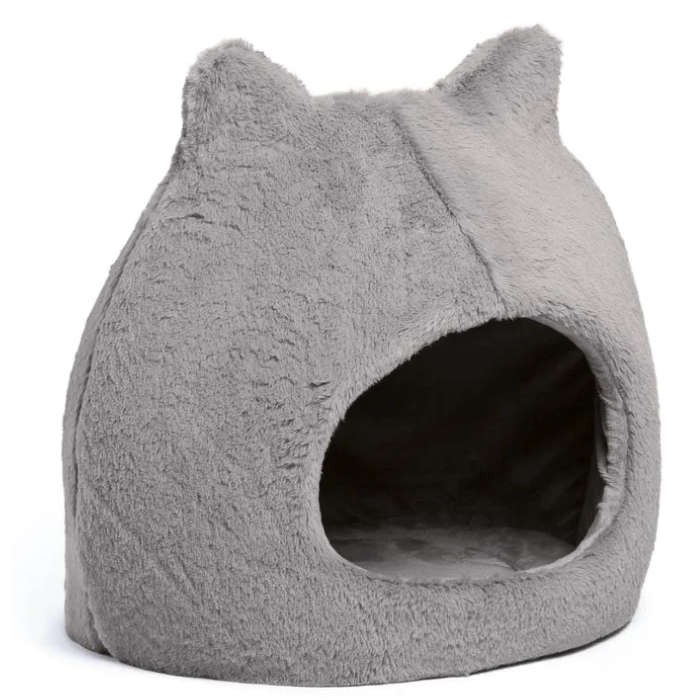 Meow Hut Fur Bed Grey - Medium