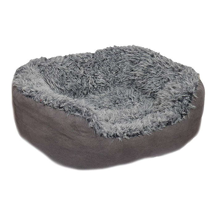Rosewood Grey Lion Faux Suede Oval Bed Small
